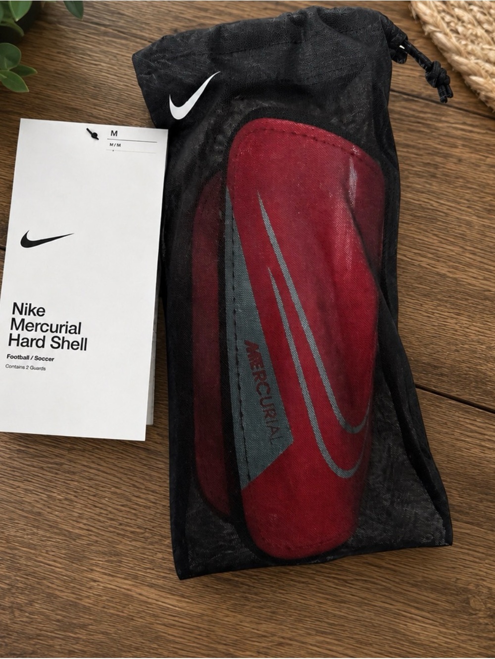 Brand New Nike Mercurial Soccer Shin Guards - Red with Gray Accents